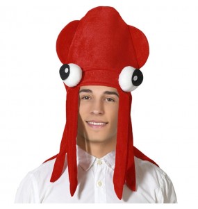 Chapeau rouge en forme de calamar pour compléter vos costumes
