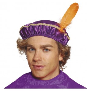Chapeau de page violet pour compléter vos costumes