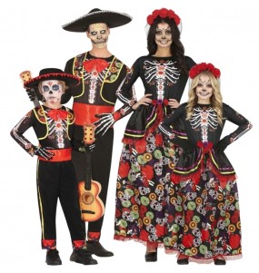 Déguisements Squelettes Mariachi et Reines Catrina pour groupe