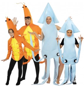 Disfraces Gambas y Calamares para grupos y familias