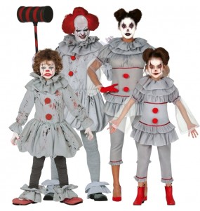 Déguisements Clowns tueurs gris pour groupe