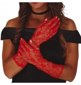 Gants en dentelle rouges