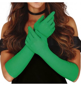 Gants longs vert foncé 