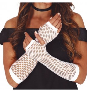 Gants longs en maille blanche pour compléter vos costumes