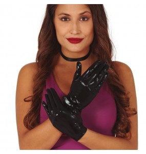 Gants courts noirs métallisés pour compléter vos costumes