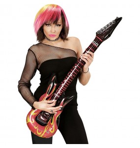 Guitare gonflable Rock Star avec flammes pour compléter vos costumes