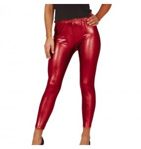 Leggings rouges effet métallique