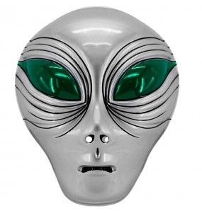 Masque d\'extraterrestre en plastique argenté pour compléter vos costumes