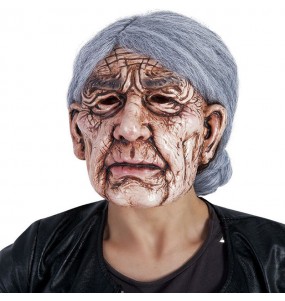 Masque de vieille dame en plastique pour compléter vos costumes