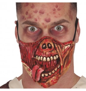 Demi-masque squelette sanglant en latex pour compléter vos costumes térrifiants