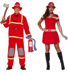 Costumes Pompiers en uniforme rouge pour se déguiser à duo