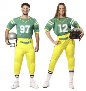 Costumes Joueurs de football américain en uniforme vert pour se déguiser à duo
