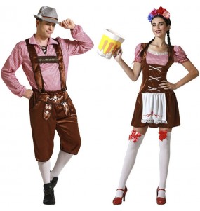 Costumes Tyroliens Oktoberfest marron pour se déguiser à duo