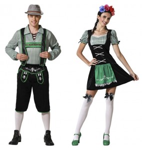 Costumes Tyroliens Oktoberfest en couleur noire pour se déguiser à duo