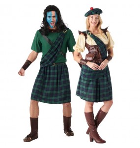 Costumes Écossais verts Braveheart pour se déguiser à duo