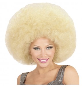 Perruque afro géante blonde pour compléter vos costumes