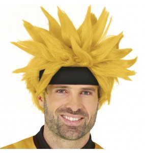Perruque jaune de héros manga pour compléter vos costumes