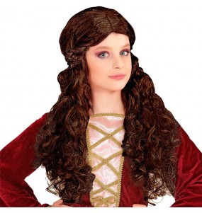 Perruque Châtaigne médiévale pour filles pour compléter vos costumes