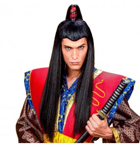 Perruque longue de samouraï pour compléter vos costumes