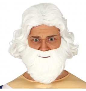 Perruque Zeus avec barbe blanche