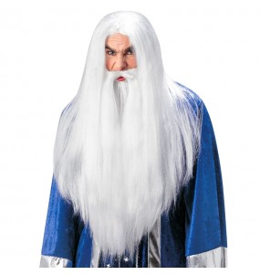 Perruque de sorcier avec barbe et moustache pour compléter vos costumes