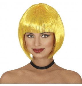 Perruque demi-bob jaune pour compléter vos costumes