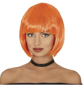 Perruque demi-bob orange pour compléter vos costumes