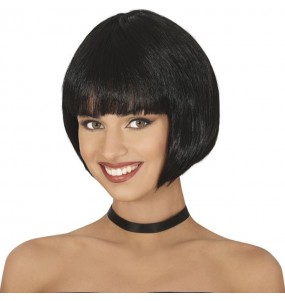 Perruque demi-bob noir pour compléter vos costumes