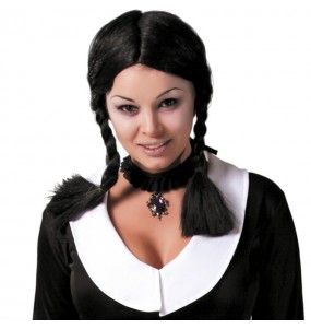 Perruque de Mercredi Addams avec tresses pour compléter vos costumes térrifiants
