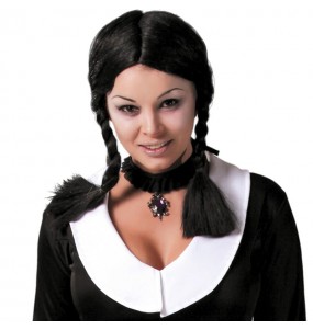 Perruque de Mercredi Addams avec tresses pour compléter vos costumes térrifiants