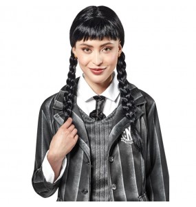 Perruque pour adultes de Wednesday Addams Nevermore pour compléter vos costumes térrifiants