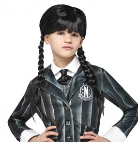 Perruque Wednesday Addams Nevermore pour filles pour compléter vos costumes térrifiants