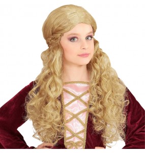Perruque blonde médiévale pour enfants pour compléter vos costumes