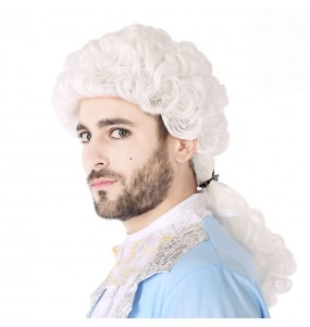 Perruque blanche vintage avec boucles pour hommes pour compléter vos costumes