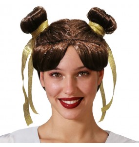 Perruque Chun-Li Fighter pour compléter vos costumes