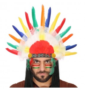 Coiffe indienne à plumes multicolores pour compléter vos costumes