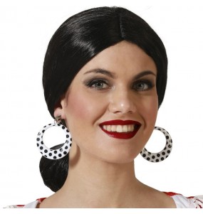 Boucles d'oreilles Sévillane blanche à pois pour compléter vos costumes