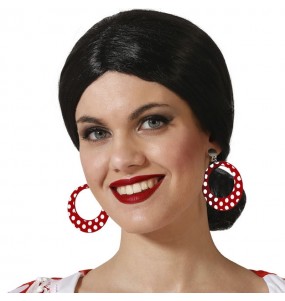 Pendientes Sevillana rojos con lunares