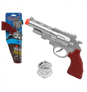 Pistolet et plaque de police pour compléter vos costumes
