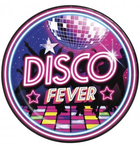 Platos Disco Fever de 23 cm para completar la decoración de tu fiesta temática