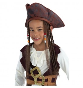 Chapeau de pirate Jack Sparrow avec perruque pour enfants pour compléter vos costumes