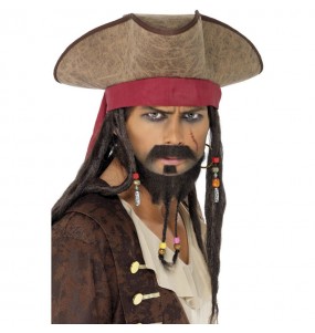 Chapeau avec perruque Pirate Jack Sparrow