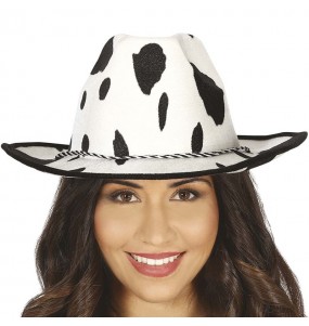 Chapeau de cow-boy avec imprimé vache pour compléter vos costumes