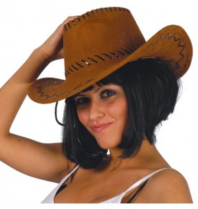 Chapeau de cow-boy marron clair avec effet cuir pour compléter vos costumes