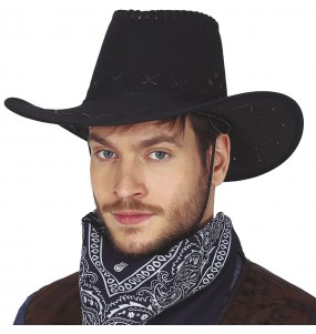 Chapeau de cow-boy noir effet cuir pour compléter vos costumes