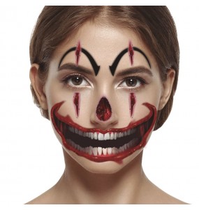 Tatouage du visage d'un clown tueur pour compléter vos costumes térrifiants