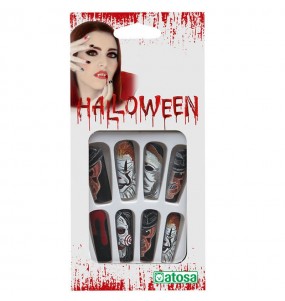 Faux ongles d'Halloween avec personnages de films d'horreur pour compléter vos costumes térrifiants