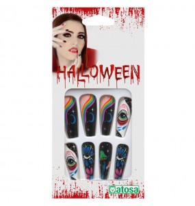 Faux ongles d'Halloween du personnage Catrina pour compléter vos costumes térrifiants