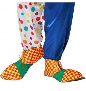Chaussures de clown en tissu orange-jaune-vert pour compléter vos costumes