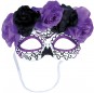 Masque Catrina fleurs violettes et noires pour compléter vos costumes térrifiants